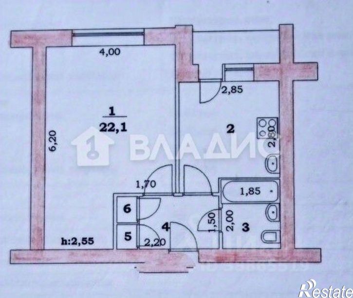 1-комн квартира ул Ворошилова, 38,  д. 38