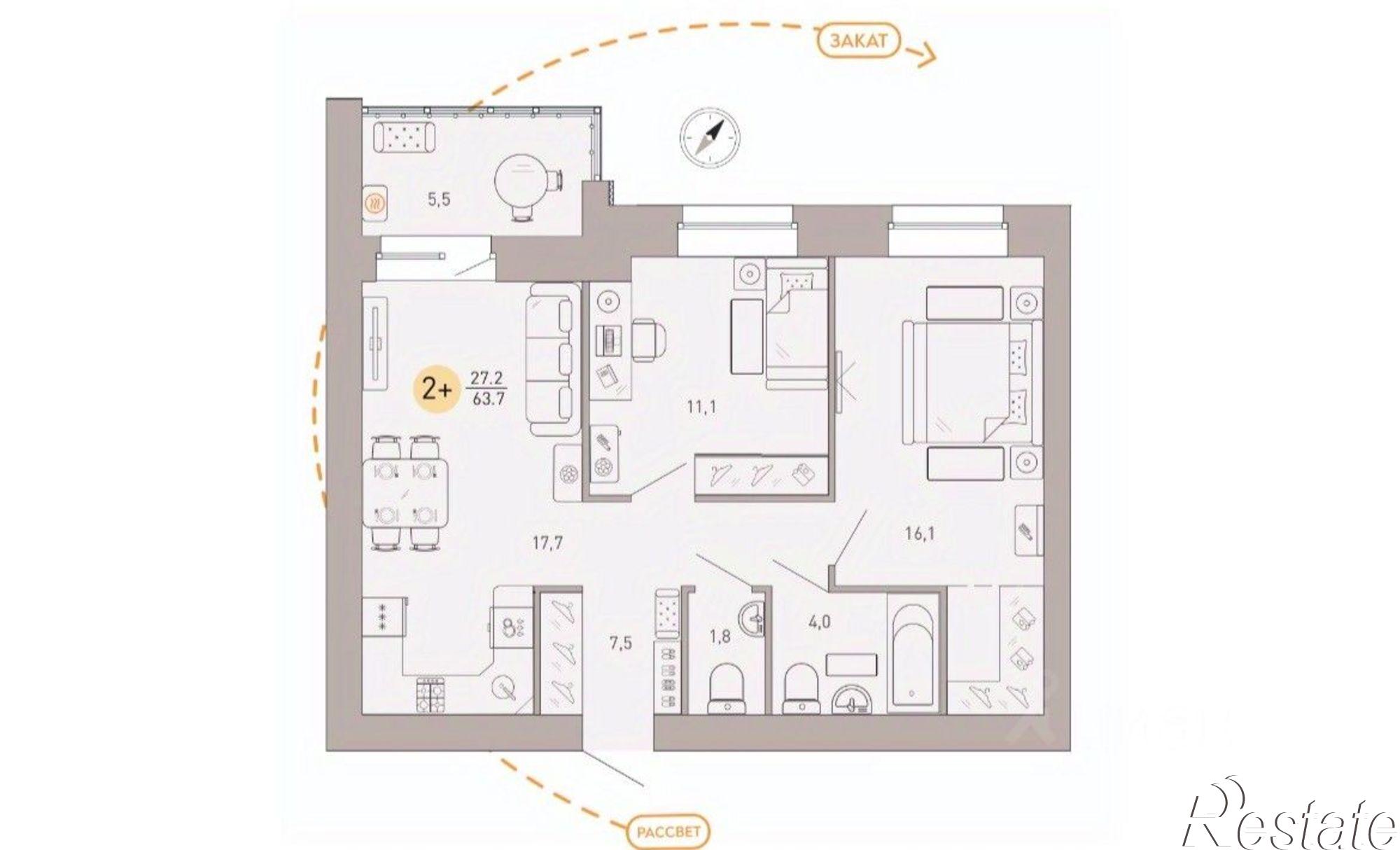Купить квартиру за 7 100 000 рублей на Брянск городской округ, Брянск