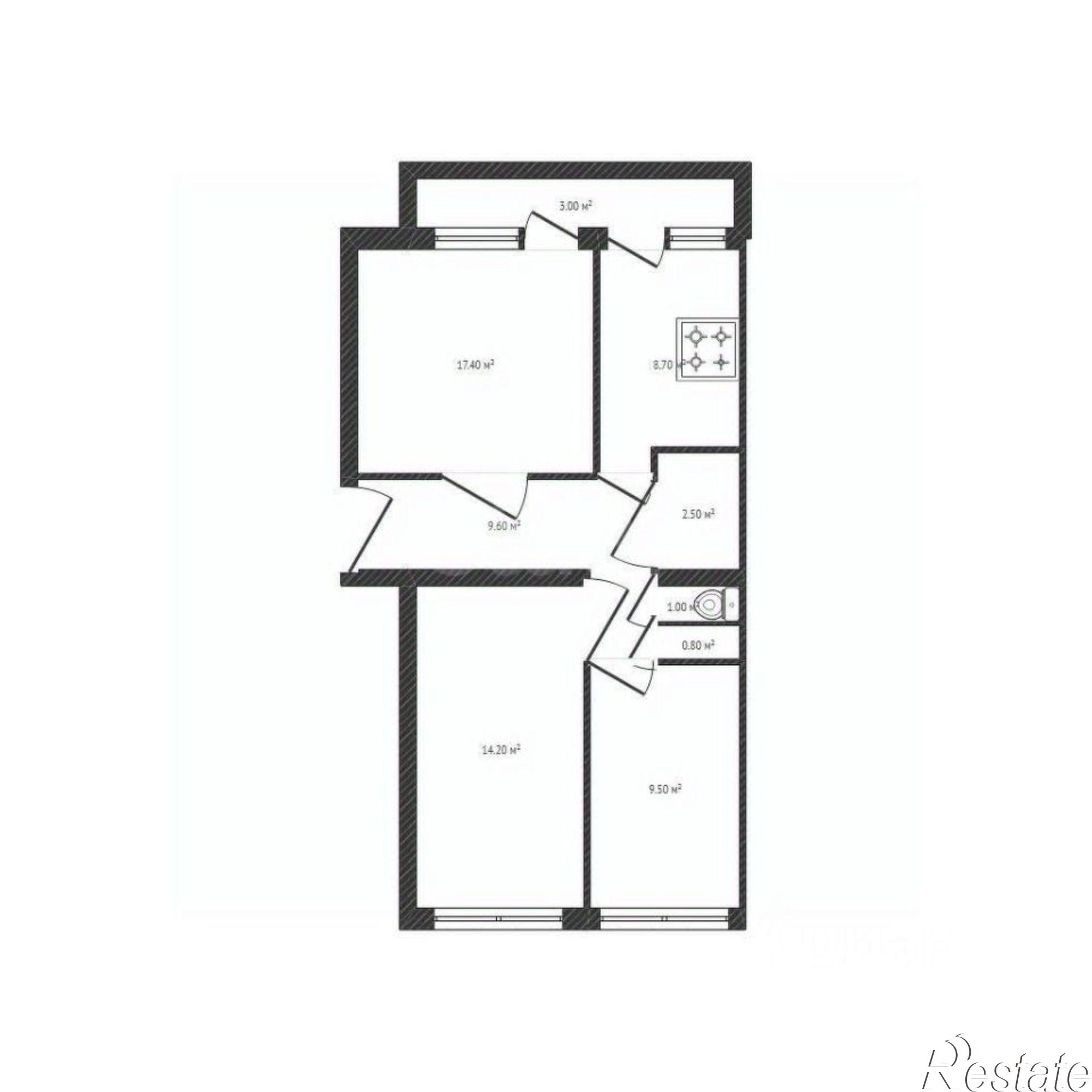 Купить квартиру за 3 050 000 рублей на Станционная улица, 32