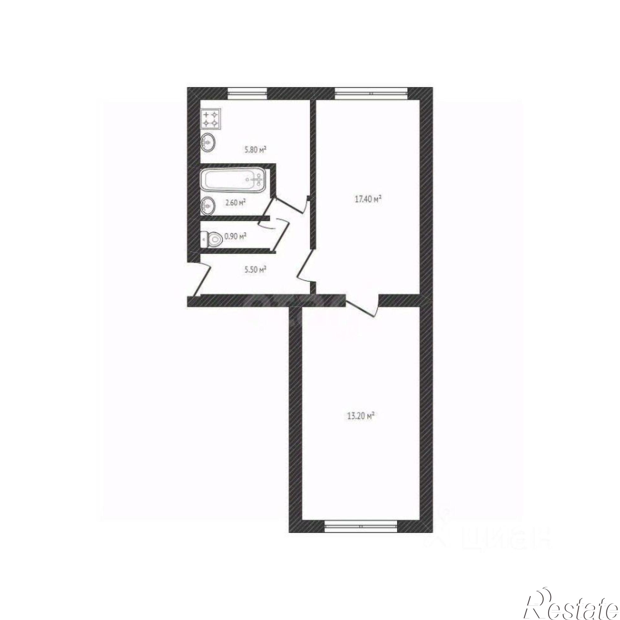 Купить квартиру за 2 300 000 рублей на 1-й квартал, 1