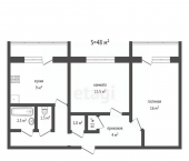 2-комн, 48кв м, этаж 5/5 Брянский район