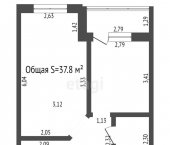1-комн, 37кв м, этаж 9/12 городской округ Брянск
