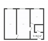 2-комн, 44кв м, этаж 1/5 проезд Горького, 1