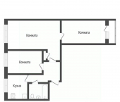 3-комн, 59кв м, этаж 2/5 Московская улица, 6