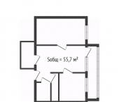 2-комн, 55кв м, этаж 2/3 Брянский район