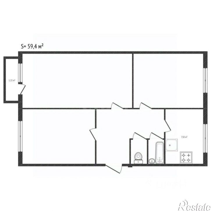3-комн квартира городской округ Клинцы