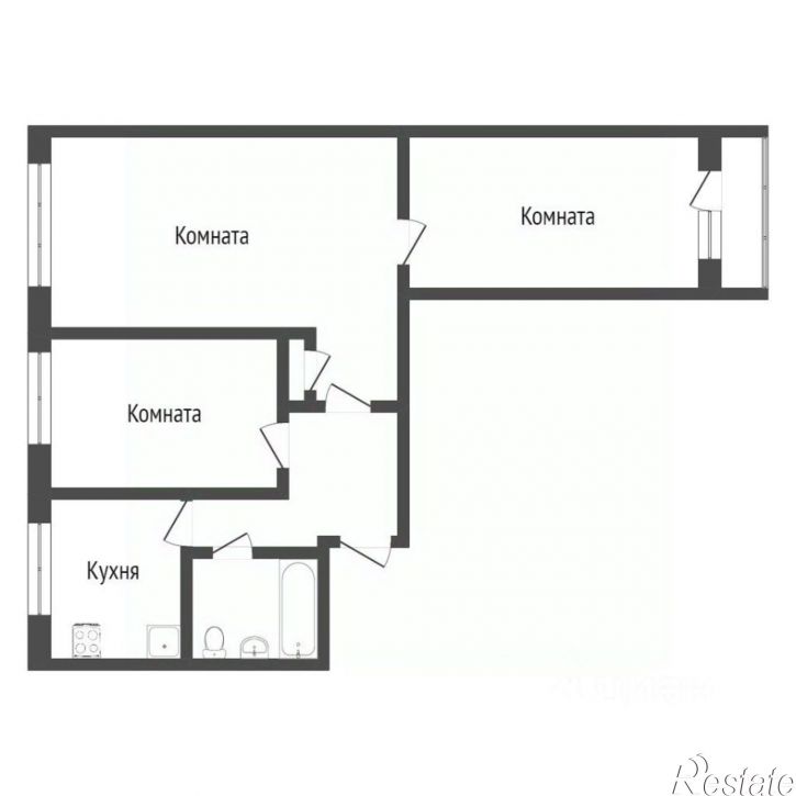 3-комн квартира Московская улица, 6,  д. 6