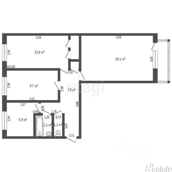 3-комн квартира улица Генерала Петренко, 4,  д. 4