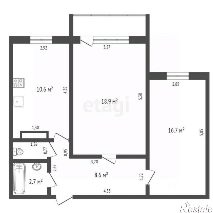 2-комн квартира Брянский район