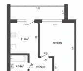 1-комн, 46кв м, этаж 4/5 городской округ Брянск