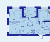 2-комн, 79 кв м, этаж 3/9 улица Ильи Иванова, 7