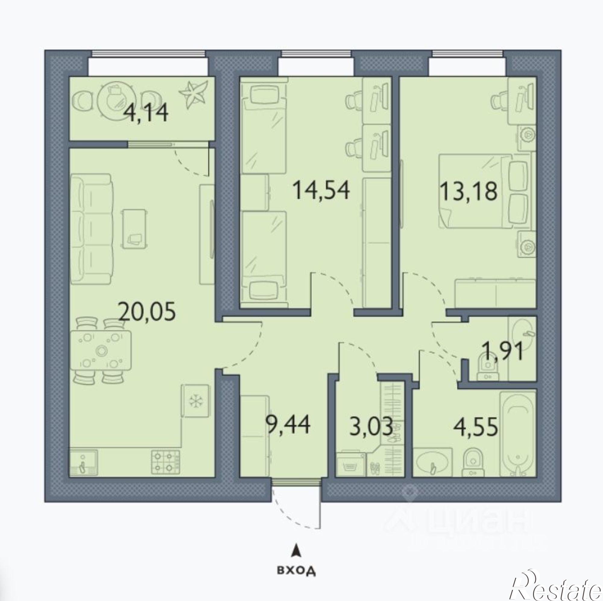 Купить квартиру за 8 111 940 рублей на Брянский район