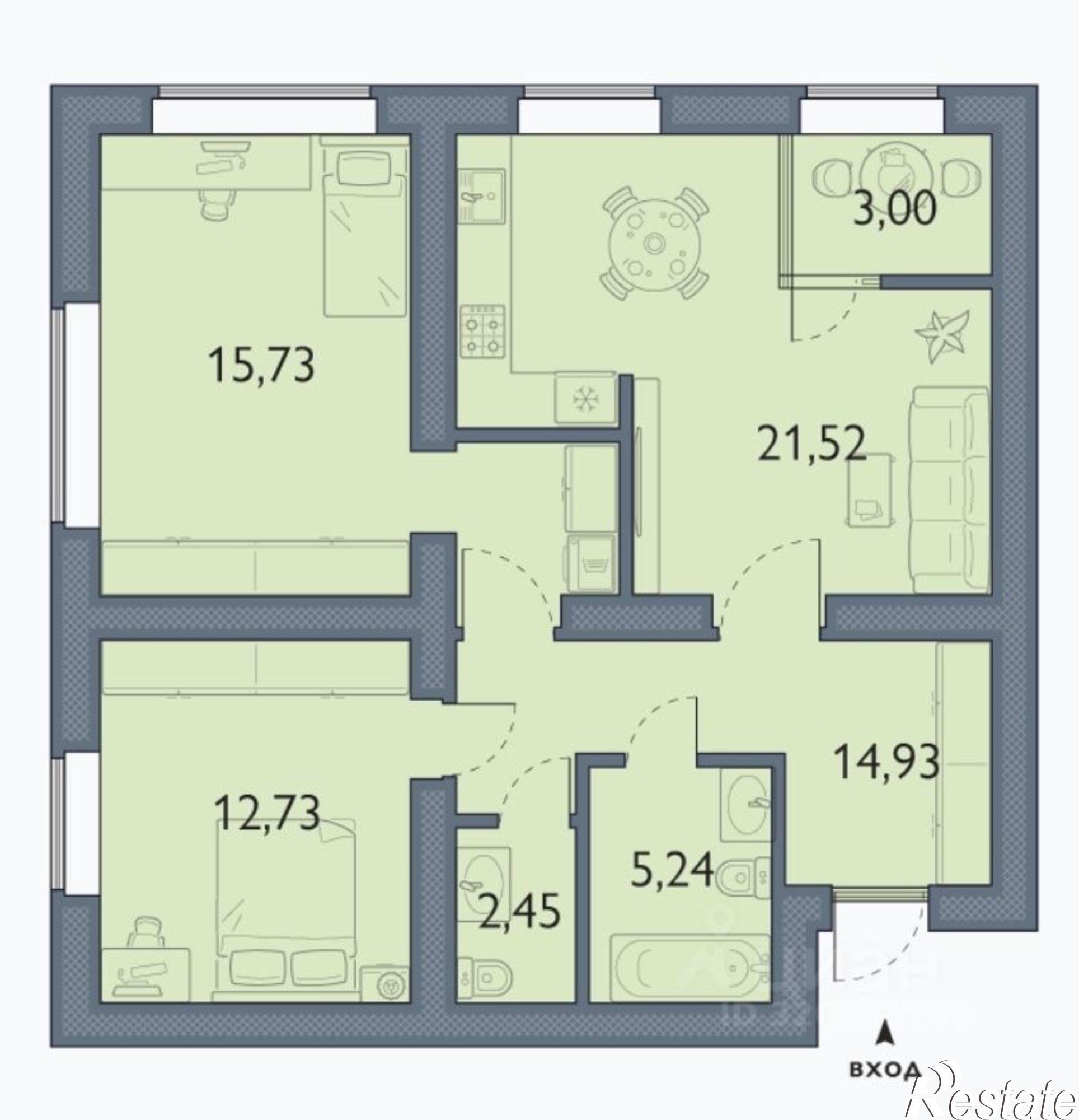 Купить квартиру за 8 823 120 рублей на Брянский район