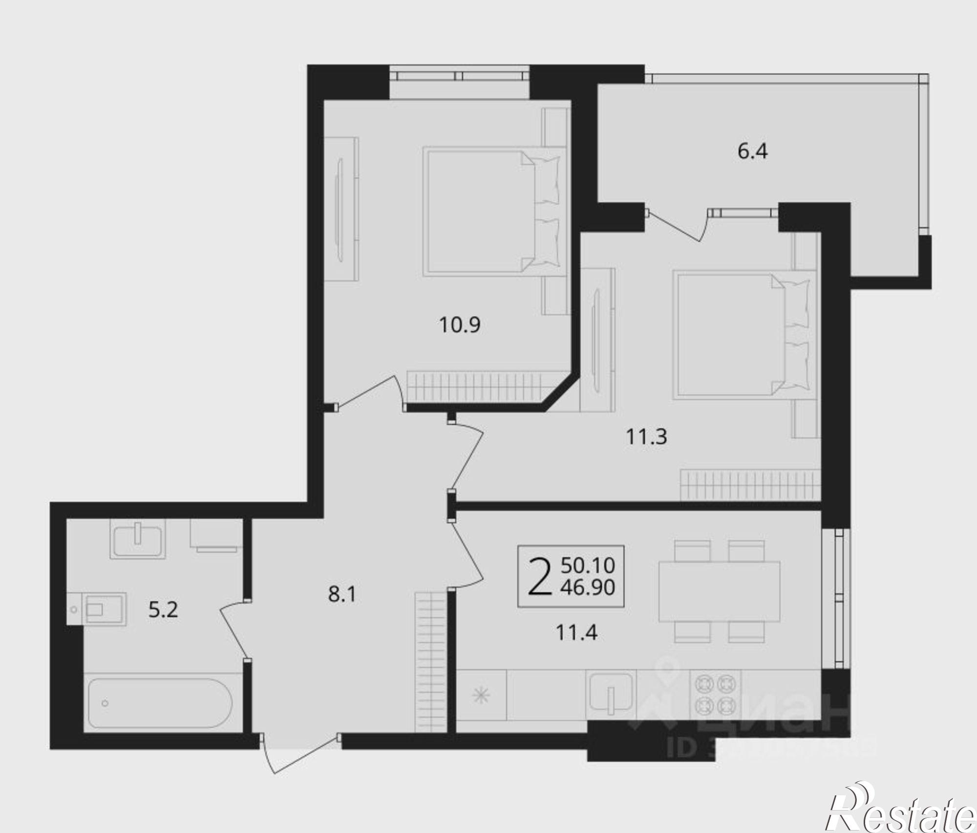 Купить квартиру за 5 310 600 рублей на Брянский район