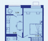 1-комн, 43 кв м, этаж 15/16 Советская улица, 122