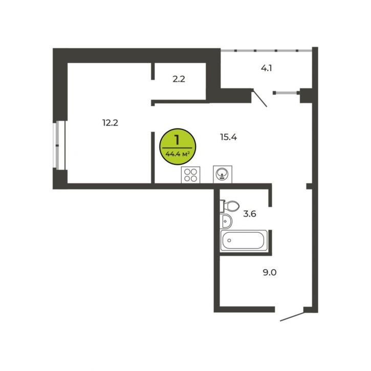 1-комн квартира в новом доме Рославльская, 1Е