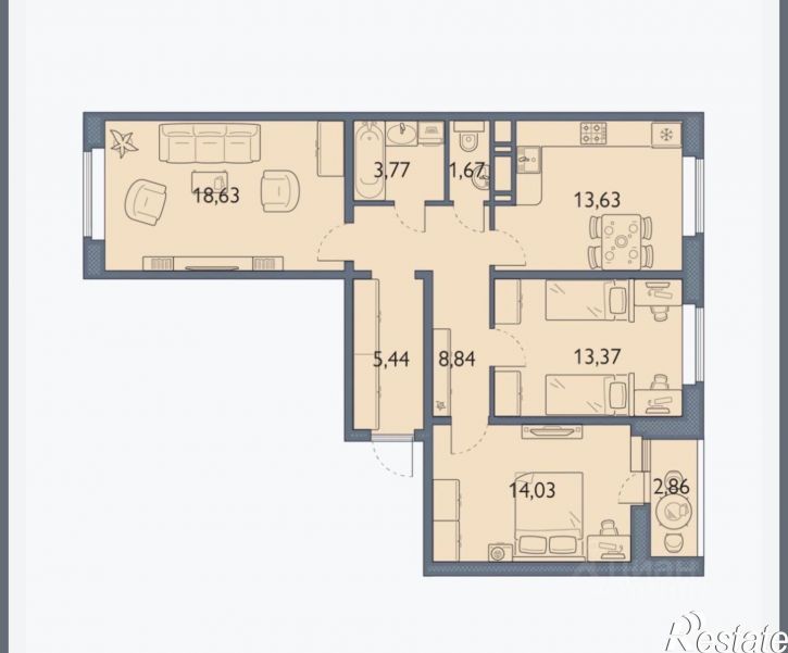 3-комн квартира Брянск, проспект Станке Димитрова, 67к7