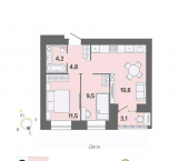 2-комн, 51 кв м, этаж 14/15 улица Крахмалёва, 8Б
