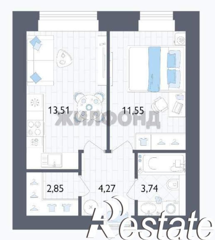 1-комн квартира Мегаполис-Парк микрорайон, д.39